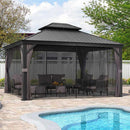 PURPLE LEAF 3 x 4.25 M Garden Gazebo With Galvanized Steel Double Roof, Waterproof  Gazebo With  Aluminum Frame for All Weather