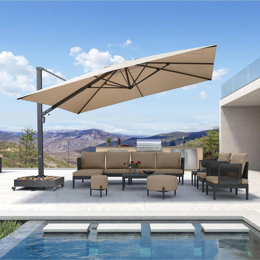 4 meter patio umbrella PURPLE LEAF 4 x 4 m / 2.7x 4.6 m Large Outdoor Aluminum Umbrella Offset Patio Umbrella