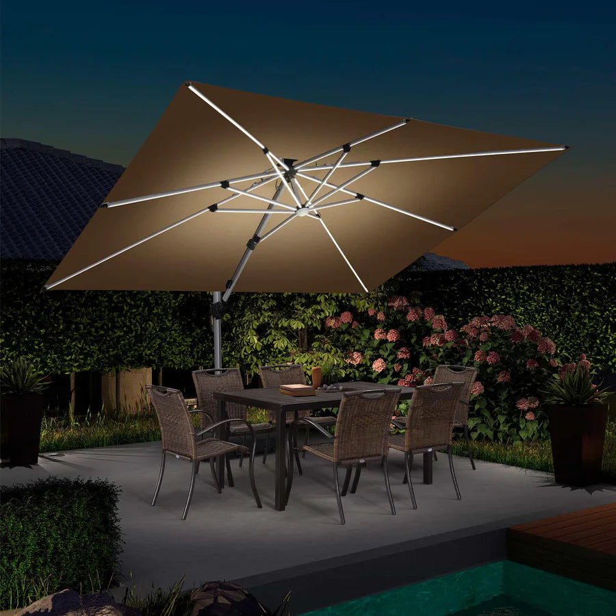 light clamps for patio umbrella YZZHAJ Holder Heavy-Duty Adjustable Metal Sun Umbrella Clamp Stand Umbrella Clamp Mount Bracket Deck RailingOutdoor Courtyard,Balcony,BoatsFit Max OD 2 inch (2) : Patio, Lawn & Garden Illuminate your outdoor gatherings with this dual Super Bright 24-LED Umbrella Pole