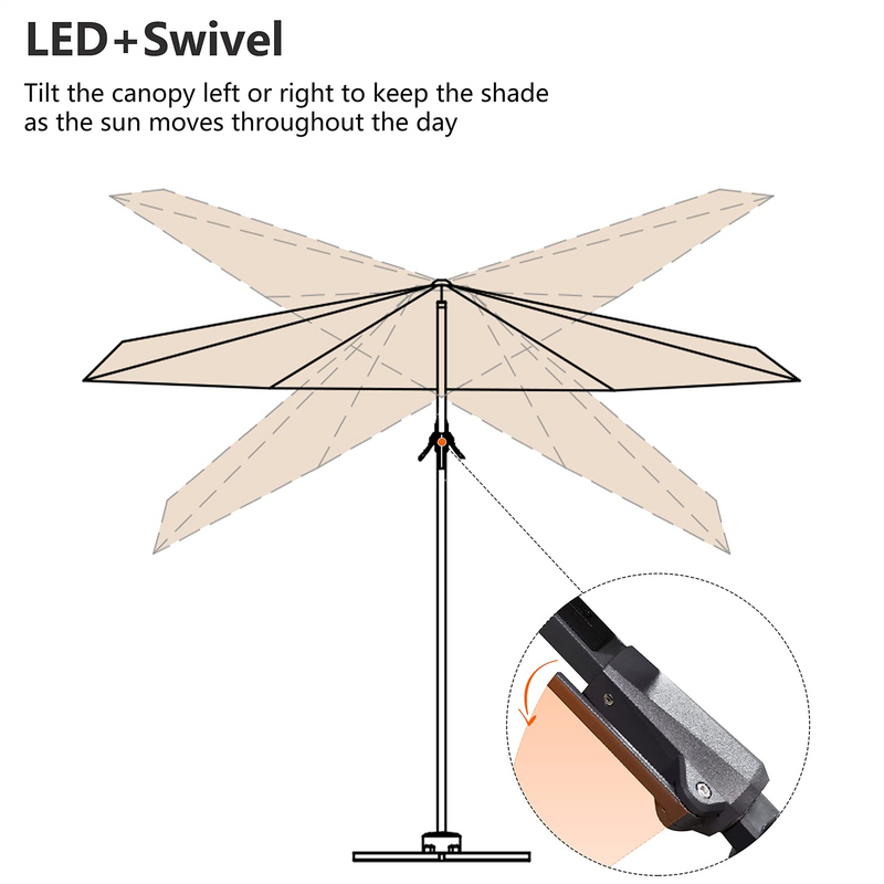 PURPLE LEAF LED Offset Cantilever Parasol with Lights