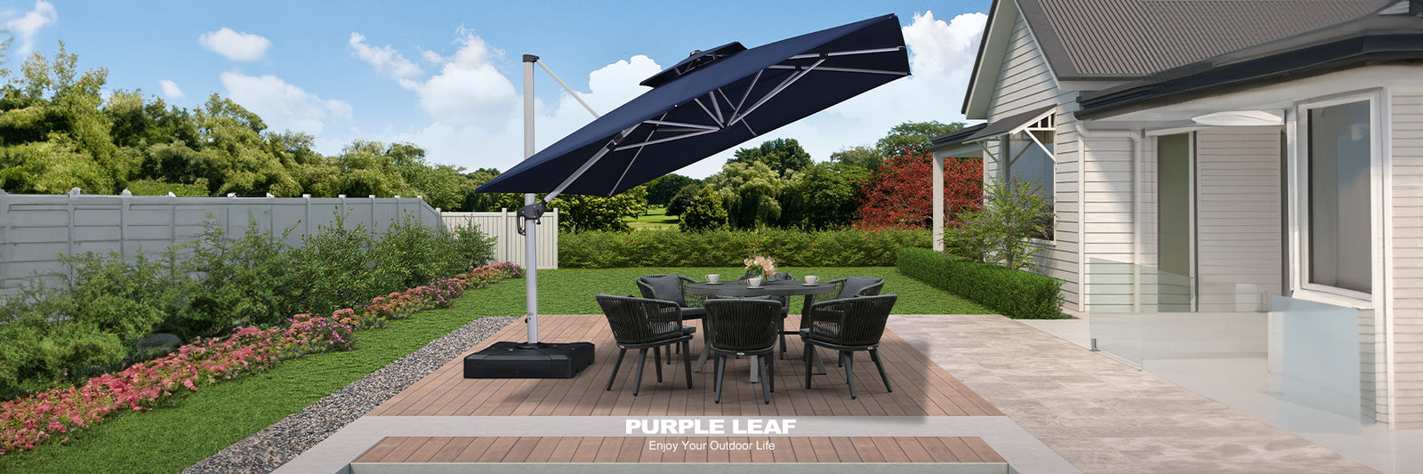 cantilever patio umbrella uk 3m Amalfi Square Almond Parasol & Base simply step on the foot pedal and turn the pole with your hands Fira Dark Blue Cantilever Parasol