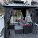 PURPLE LEAF Grey Hardtop Gazebo with Heavy Duty Galvanized Steel Double Roof with Netting and Curtains