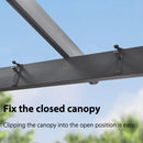 PURPLE LEAF Outdoor Retractable Pergola Patio Shelter for Garden Porch Beach Pavilion Grill Gazebo with Lights