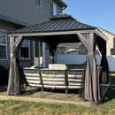 PURPLE LEAF Garden Gazebo  with Galvanized Steel Double Roof, Gazebo with Sides Curtain and Netting for All Weather