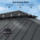 PURPLE LEAF 3.65 x 4.85 M Patio Gazebo for Backyard Grey Hardtop Galvanized Steel Roof Awning with Upgrade Curtain