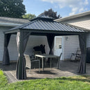 PURPLE LEAF Garden Gazebo  with Galvanized Steel Double Roof, Gazebo with Sides Curtain and Netting for All Weather
