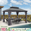 PURPLE LEAF Garden Gazebo  with Galvanized Steel Double Roof, Gazebo with Sides Curtain and Netting for All Weather