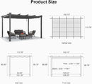 PURPLE LEAF Outdoor Retractable Pergola Patio Shelter Classical Pavilion Grill Gazebo