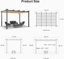 PURPLE LEAF Outdoor Retractable Pergola Patio Shelter Classical Pavilion Grill Gazebo