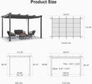 PURPLE LEAF Outdoor Retractable Pergola Patio Shelter Classical Pavilion Grill Gazebo