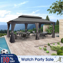 PURPLE LEAF Garden Gazebo  with Galvanized Steel Double Roof, Gazebo with Sides Curtain and Netting for All Weather