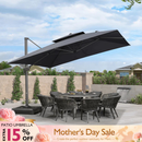 PURPLE LEAF Cantilever Patio Umbrella Gray Pole Outdoor Umbrella with UV Protection
