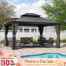 PURPLE LEAF Garden Gazebo  with Galvanized Steel Double Roof, Gazebo with Sides Curtain and Netting for All Weather
