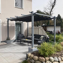 PURPLE LEAF Outdoor Retractable Wood Grain Pergola Patio Aluminum Pergola