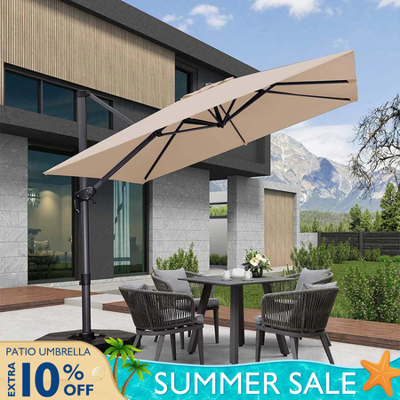 PURPLE LEAF Patio Outdoor Large Parasol Square and Rectangular Cantilever Yard Sun Parasol