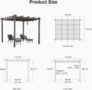 PURPLE LEAF Outdoor Retractable Pergola Patio Shelter Classical Pavilion Grill Gazebo