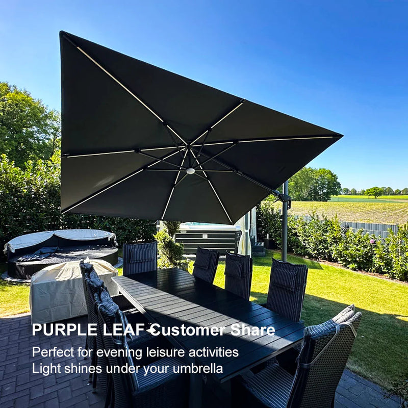 PURPLE LEAF LED Offset Cantilever Parasol with Lights