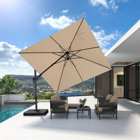 LEAF Square Cantilever Patio Parasol 360° Swivel Tilt