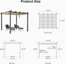 PURPLE LEAF Outdoor Retractable Pergola Patio Shelter Classical Pavilion Grill Gazebo