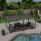 PURPLE LEAF Outdoor Retractable Pergola Patio Shelter for Garden Porch Beach Pavilion Grill Gazebo with Lights