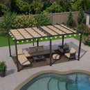 PURPLE LEAF Outdoor Retractable Pergola Patio Shelter for Garden Porch Beach Pavilion Grill Gazebo with Lights