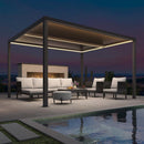 PURPLE LEAF Athena Louvered Pergola Grey Outdoor Aluminum Pergola with Strip Lights Adjustable Gazebo for Patio Deck Garden