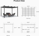 PURPLE LEAF Large Size Outdoor Pergola with Retractable Canopy Aluminum Shelter for Porch Garden Beach
