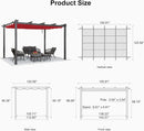 PURPLE LEAF Large Size Outdoor Pergola with Retractable Canopy Aluminum Shelter for Porch Garden Beach