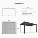 PURPLE LEAF Athena Louvered Pergola Grey Outdoor Aluminum Pergola with Strip Lights Adjustable Gazebo for Patio Deck Garden