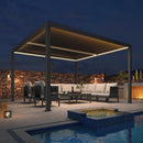 PURPLE LEAF Athena Louvered Pergola Grey Outdoor Aluminum Pergola with Strip Lights Adjustable Gazebo for Patio Deck Garden