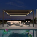 PURPLE LEAF Athena Louvered Pergola Grey Outdoor Aluminum Pergola with Strip Lights Adjustable Gazebo for Patio Deck Garden