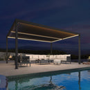 PURPLE LEAF Athena Louvered Pergola Grey Outdoor Aluminum Pergola with Strip Lights Adjustable Gazebo for Patio Deck Garden