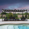 PURPLE LEAF Outdoor Retractable Pergola Patio Shelter for Garden Porch Beach Pavilion Grill Gazebo with Lights