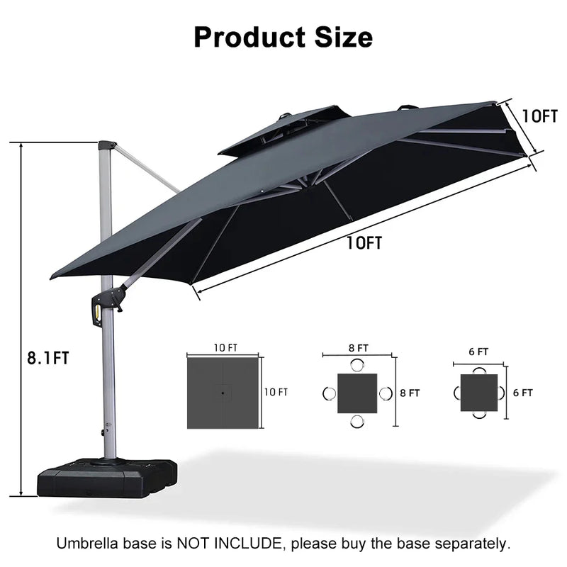 PURPLE LEAF Double Top 360 Degree Rotation Square Patio Classic Parasol