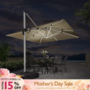 PURPLE LEAF Large Solar Yard Parasol Double Top Square Patio Umbrella with Lights