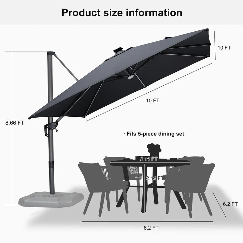 PURPLE LEAF LED Offset Cantilever Parasol with Lights