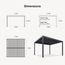 PURPLE LEAF Athena Louvered Pergola Grey Outdoor Aluminum Pergola with Strip Lights Adjustable Gazebo for Patio Deck Garden