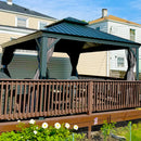 PURPLE LEAF Garden Gazebo  with Galvanized Steel Double Roof, Gazebo with Sides Curtain and Netting for All Weather