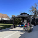 PURPLE LEAF Garden Gazebo  with Galvanized Steel Double Roof, Gazebo with Sides Curtain and Netting for All Weather