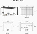 PURPLE LEAF Large Size Outdoor Pergola with Retractable Canopy Aluminum Shelter for Porch Garden Beach