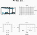 PURPLE LEAF Large Size Outdoor Pergola with Retractable Canopy Aluminum Shelter for Porch Garden Beach