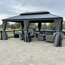 PURPLE LEAF Garden Gazebo  with Galvanized Steel Double Roof, Gazebo with Sides Curtain and Netting for All Weather