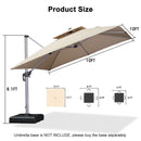 PURPLE LEAF Double Top 360 Degree Rotation Square Patio Classic Parasol