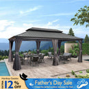 PURPLE LEAF Garden Gazebo  with Galvanized Steel Double Roof, Gazebo with Sides Curtain and Netting for All Weather