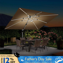 PURPLE LEAF Solar Powered Umbrella LED Rectangular Patio Umbrella with Lights