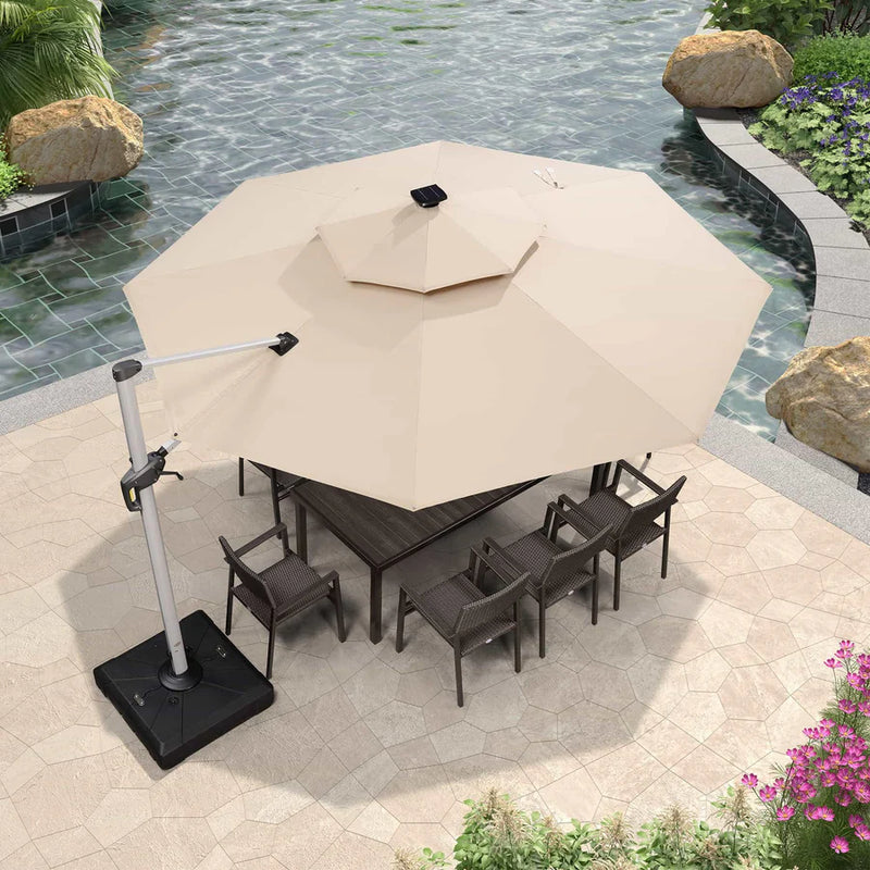 PURPLE LEAF Double Top Square/Round Outdoor LED Parasol 10 / 11  ft