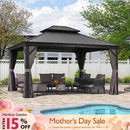 PURPLE LEAF Garden Gazebo  with Galvanized Steel Double Roof, Gazebo with Sides Curtain and Netting for All Weather