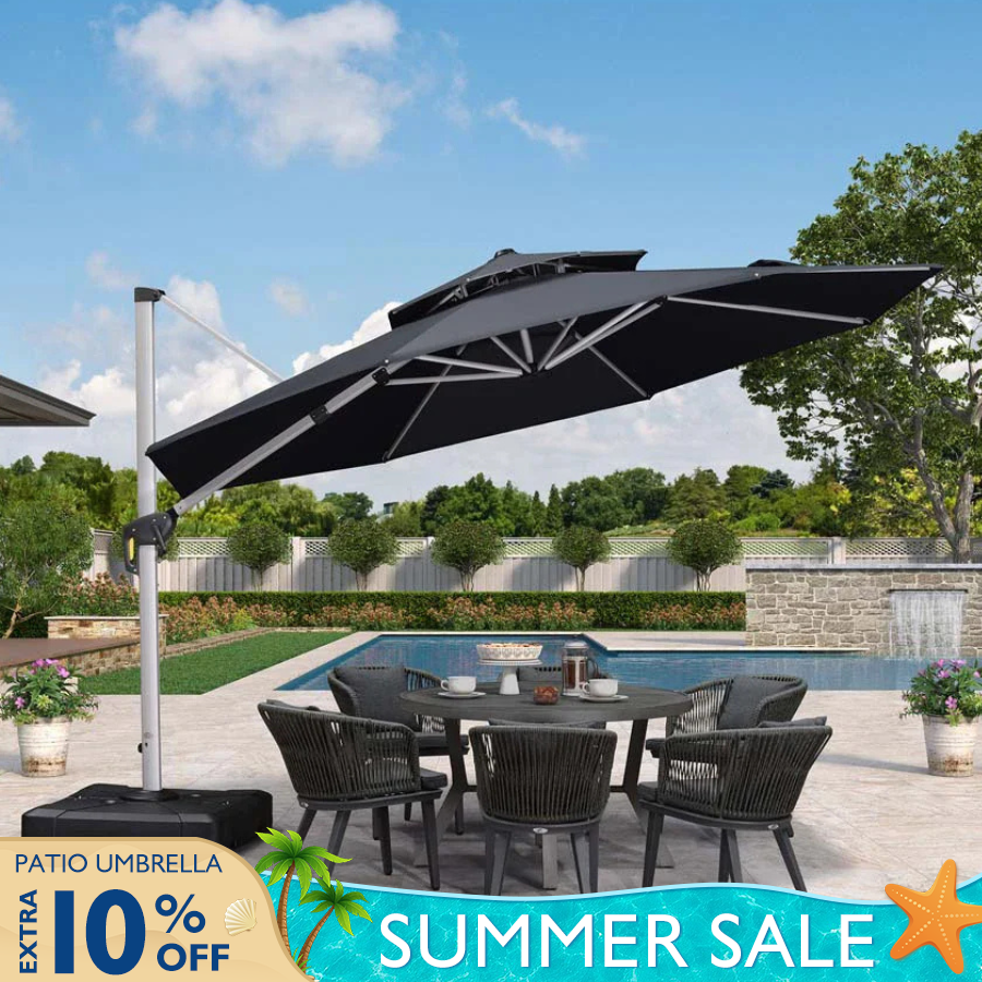 PURPLE LEAF Double Top 360 Degree Rotation Round Outdoor Classic Parasol