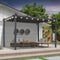 PURPLE LEAF Outdoor Retractable Pergola Patio Shelter for Garden Porch Beach Pavilion Grill Gazebo with Lights