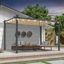 PURPLE LEAF Outdoor Retractable Pergola Patio Shelter for Garden Porch Beach Pavilion Grill Gazebo with Lights